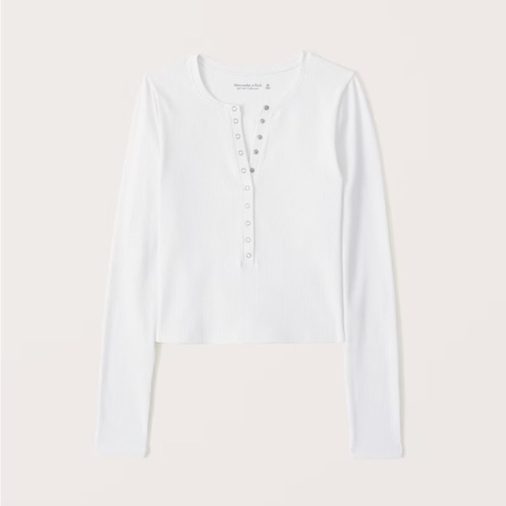 Abercrombie & Fitch Women's Long-Sleeve Seamless Rib Fabric Henley